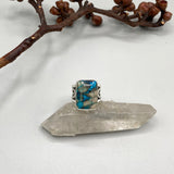 The Signet Ring- Size 8- Blue Lightning Chrysocolla and Sterling Silver