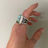 The Signet Ring- Size 8- Bamboo Mountain Turquoise and Sterling Silver