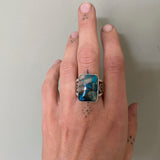 The Signet Ring- Size 8- Blue Lightning Chrysocolla and Sterling Silver