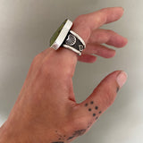 The Squiggle Signet Ring- Size 8/8.25- Bamboo Mountain Turquoise and Sterling Silver