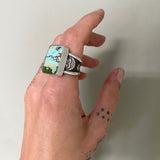 The Signet Ring- Size 8- Bamboo Mountain Turquoise and Sterling Silver