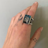 The Signet Ring- Size 8- Morenci II Turquoise and Sterling Silver