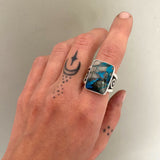 The Signet Ring- Size 8- Blue Lightning Chrysocolla and Sterling Silver