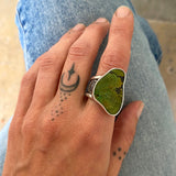 The Squiggle Signet Ring- Size 8/8.25- Bamboo Mountain Turquoise and Sterling Silver