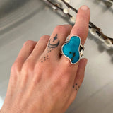 The Squiggle Signet Ring- Size 9- Ithaca Peak Turquoise and Sterling Silver