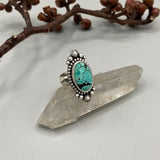 The Full Moon Ring- Size 9- Bamboo Mountain Turquoise and Hand Stamped Sterling Silver