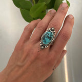 The Cosmos Ring- Size 8- Bamboo Mountain Turquoise and Hand Stamped Sterling Silver