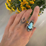 The Icicle Ring- Size 9- Natural Golden Hills Lavender Turquoise and Sterling Silver