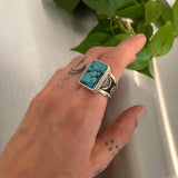 The Signet Ring- Size 9- Bamboo Mountain Turquoise and Sterling Silver