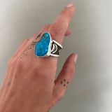 The Squiggle Signet Ring- Size 9/9.25- Turquoise Mountain Turquoise and Sterling Silver