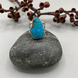 The Squiggle Signet Ring- Size 9/9.25- Turquoise Mountain Turquoise and Sterling Silver