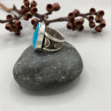 The Squiggle Signet Ring- Size 9/9.25- Turquoise Mountain Turquoise and Sterling Silver