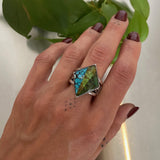 The Signet Ring- Size 9- Cloud Mountain/Autumn Creek/Bamboo Mountain Turquoise and Sterling Silver