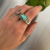 The Elements Signet Ring- Size 9- Sonoran Gold Turquoise and Sterling Silver