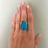 The Squiggle Signet Ring- Size 9/9.25- Turquoise Mountain Turquoise and Sterling Silver