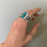 The Signet Ring- Size 9- Bamboo Mountain Turquoise and Sterling Silver