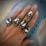 The Eclipse Ring- Size 8- Natural White Buffalo and Sterling Silver