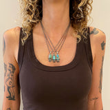 The Sprout Necklace 3- Kingman Turquoise and Sterling Silver- 18" Sterling Anchor Chain