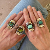 The Phoenix Ring 3- Bamboo Mountain Turquoise and Sterling Silver- Finished to Size or as a Pendant