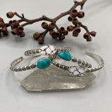 Chunky Stamped Stacker Cuff- Size M/L- Kingman Turquoise and Sterling Silver Bracelet