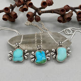 The Squiggle Necklace 1- Natural Royston Turquoise and Sterling Silver- Chain Included