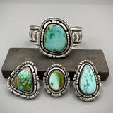 The Silhouette Cuff- Size S/M- Natural Royston Turquoise and Stamped Sterling Silver Bracelet