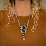 The Artemis Necklace- White Buffalo and Sterling Silver- Heavyweight Sterling Curb Chain