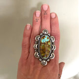 The Astra Ring- Bamboo Mountain Turquoise and Sterling Silver- Finished to Size or as a Pendant
