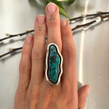 The Bamboo Mountain Reverberation Ring- Bamboo Mountain Turquoise and Sterling Silver- Finished to Size or as a Pendant