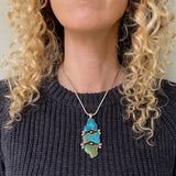 The Bedrock Necklace- Kingman Turquoise and Sterling Silver- Chunky Sterling Silver Snake Chain Included