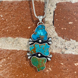 The Bedrock Necklace- Kingman Turquoise and Sterling Silver- Chunky Sterling Silver Snake Chain Included