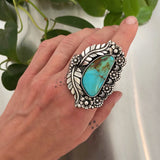 The Belladonna Ring- Kingman Turquoise and Sterling Silver- Finished to Size or as a Pendant