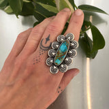 The Bluebell Ring- Kingman Rising Phoenix Turquoise and Sterling Silver- Finished to Size or as a Pendant