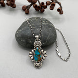 The Peacock Necklace 3- Royston Turquoise and Sterling Silver- 18" Chunky Sterling Rolo Chain