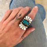 The Phoenix Ring 3- Royston Turquoise and Sterling Silver- Finished to Size or as a Pendant