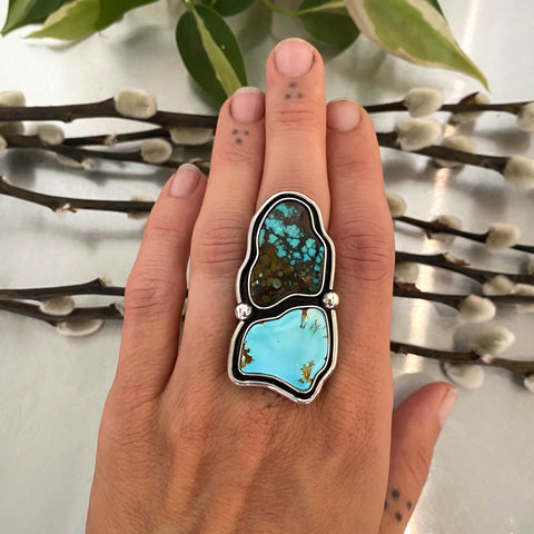 The Calder Ring- Cloud Mountain and Natural Royston Turquoise and Sterling Silver- Finished to Size or as a Pendant