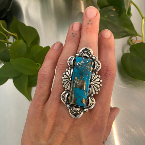 The Carousel Ring- Morenci II Turquoise and Sterling Silver- Finished to Size or as a Pendant