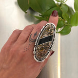 The Catwalk Ring- Leopard Skin Jasper/Obsidian and Sterling Silver- Finished to Size or as a Pendant