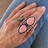 The Cherry Blossom Ring- Pink Conch Shell and Sterling Silver- Finished to Size or as a Pendant