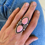 The Cherry Blossom Ring- Pink Conch Shell and Sterling Silver- Finished to Size or as a Pendant