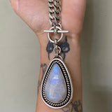 The Northern Lights Choker- Rainbow Moonstone and Sterling Silver Heavyweight Choker