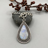 The Northern Lights Choker- Rainbow Moonstone and Sterling Silver Heavyweight Choker