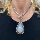 The Northern Lights Choker- Rainbow Moonstone and Sterling Silver Heavyweight Choker