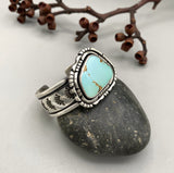 The Silhouette Cuff- Size XS/S- Natural Royston Turquoise and Stamped Sterling Silver Bracelet