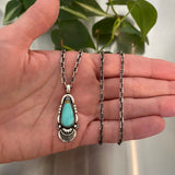 The Sprout Necklace 2- Royston Turquoise and Sterling Silver- 18" Sterling Anchor Chain