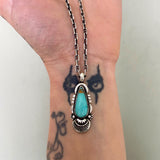 The Sprout Necklace 2- Royston Turquoise and Sterling Silver- 18" Sterling Anchor Chain