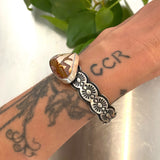 The Desert Dreamer Cuff- Size S/M- Red Falcon Jasper and Stamped Sterling Silver Bracelet