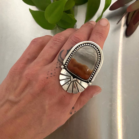 The Desert Portal Ring- Picture Jasper and Sterling Silver- Finished to Size or as a Pendant