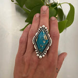 The Theia Ring- Morenci II Turquoise and Sterling Silver- Finished to Size or as a Pendant