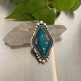 The Theia Ring- Morenci II Turquoise and Sterling Silver- Finished to Size or as a Pendant